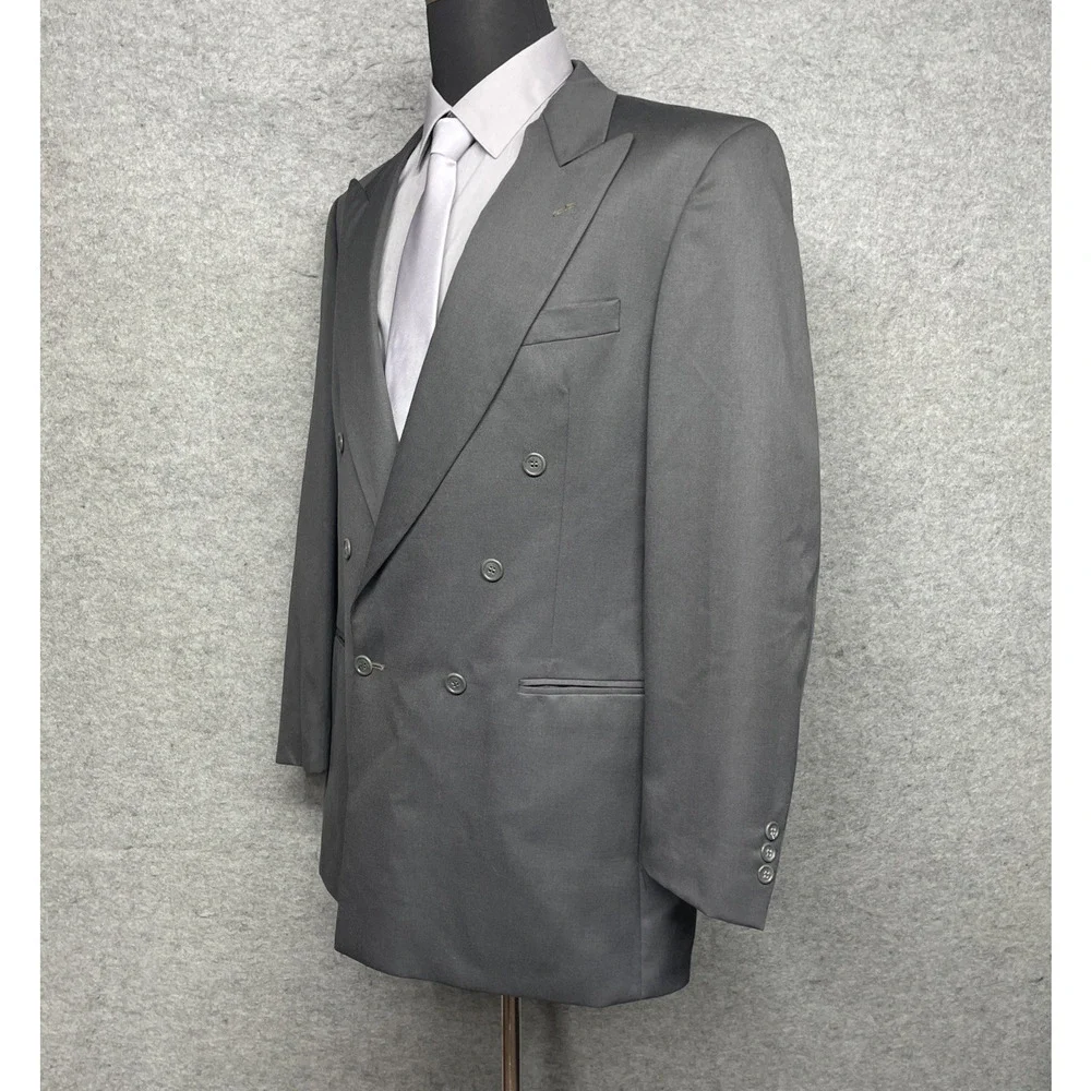 Torriani Double Breasted Blazer Jacket 42X 100% Wool Black Formal 42XL Dark Teal